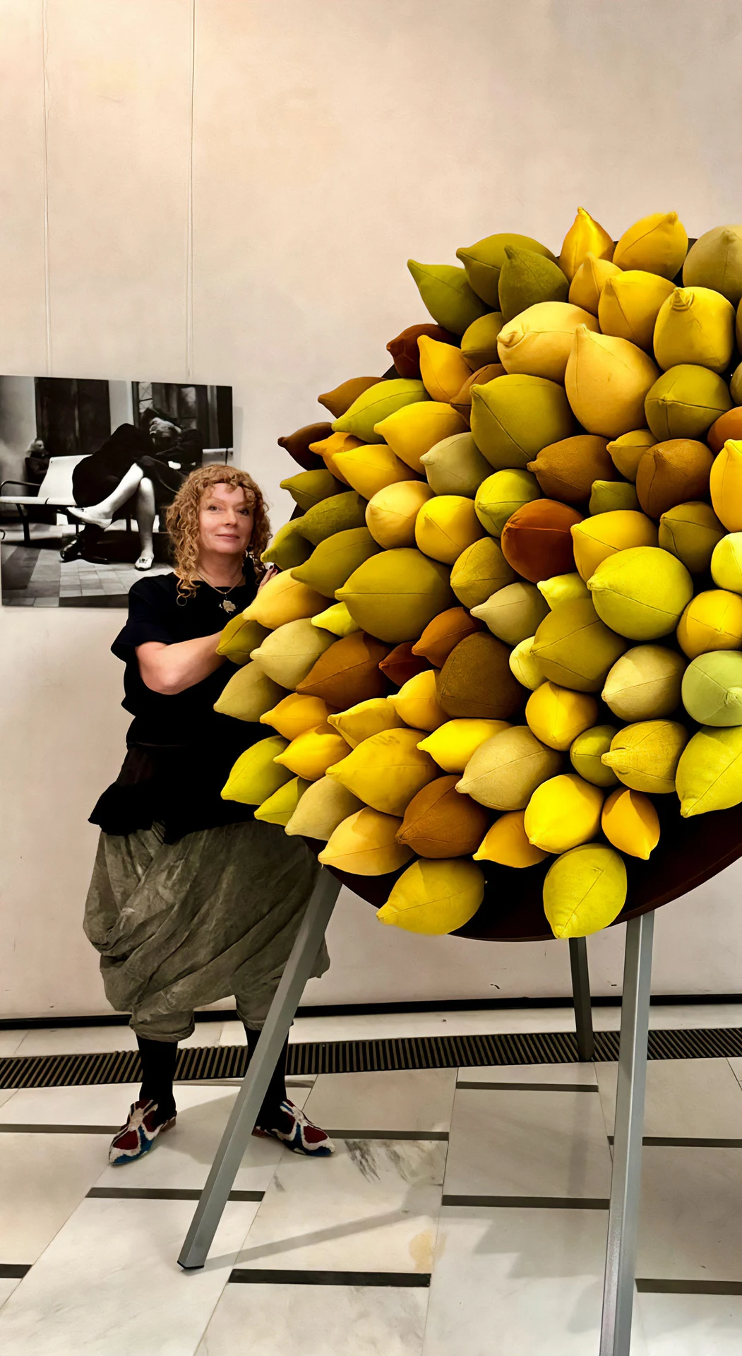 Indra Marcinkeviciene with her textile artwork